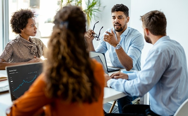 group colleagues working