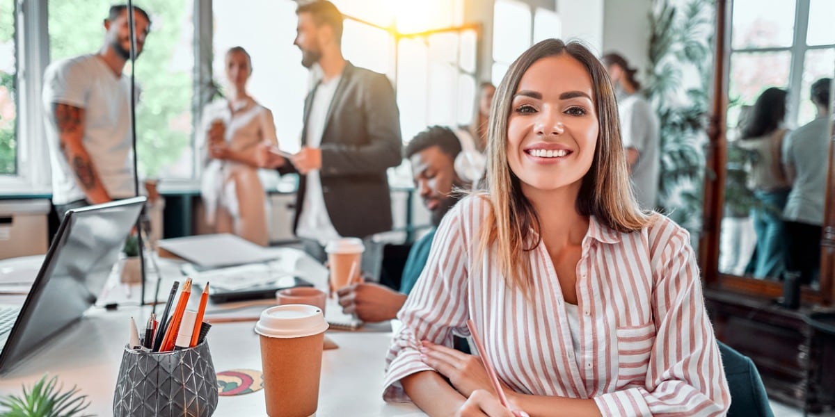 businessman woman smiling