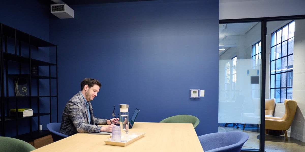 professional working in an office room at a desk