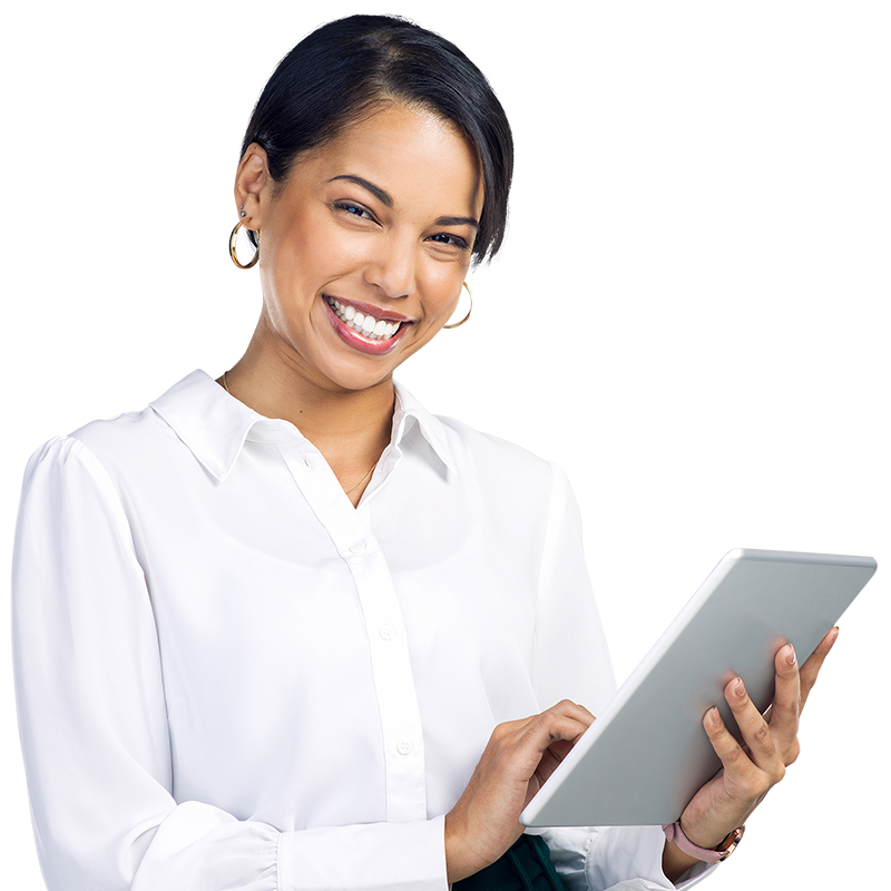 Professional working on tablet