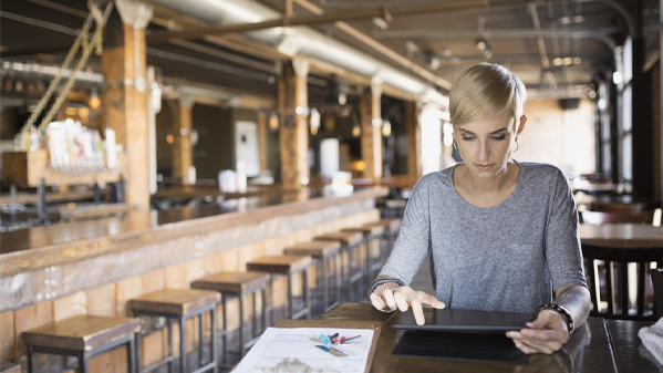person working on a tablet