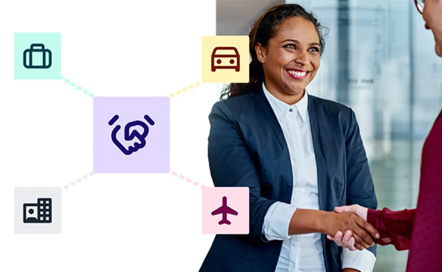 Woman with travel icons