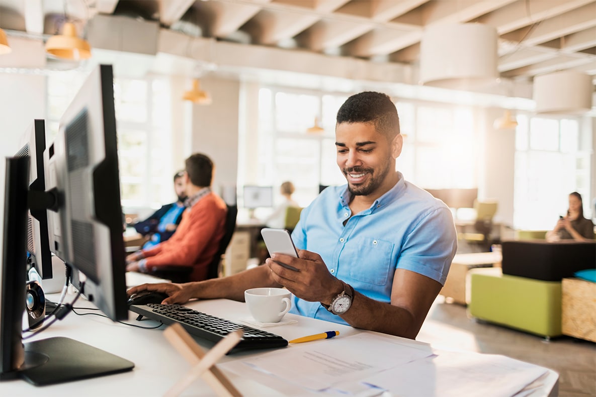 Financial manager checking SAP Concur app