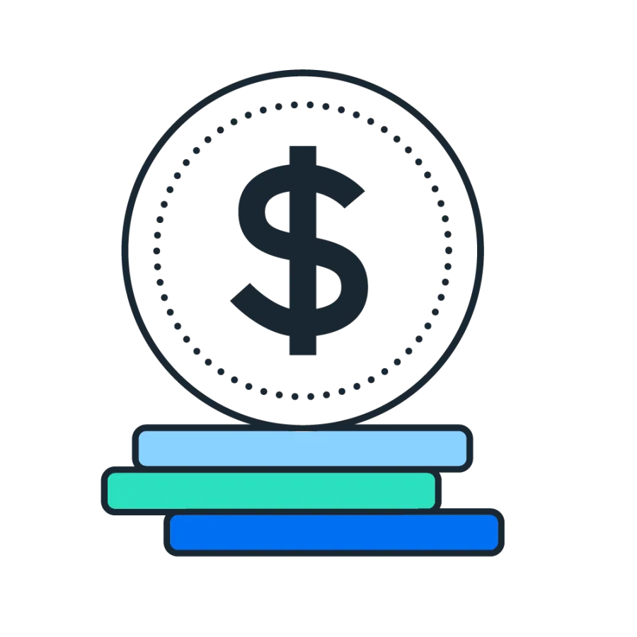 graphic with dollar sign and coins