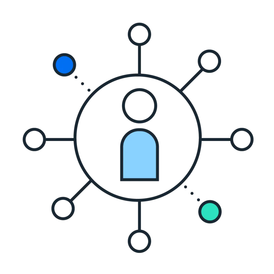 person with dots connecting
