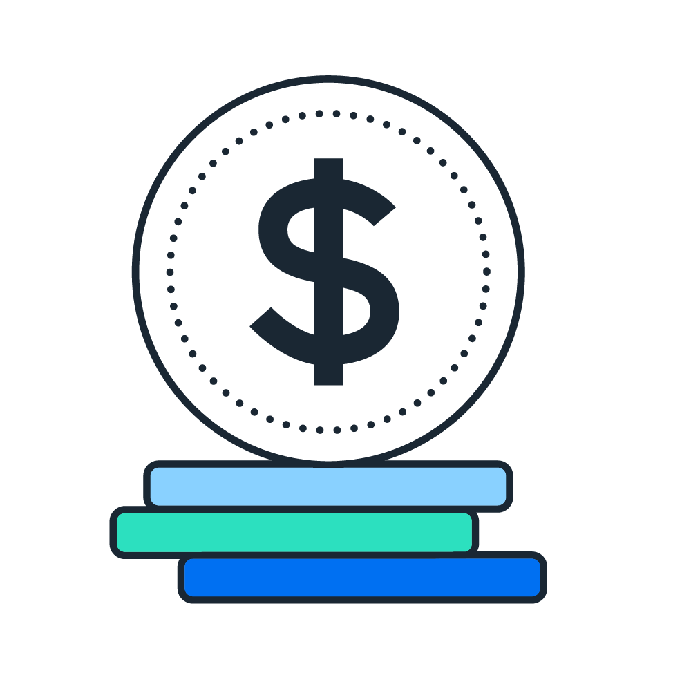 Coins with dollar sign pictogram