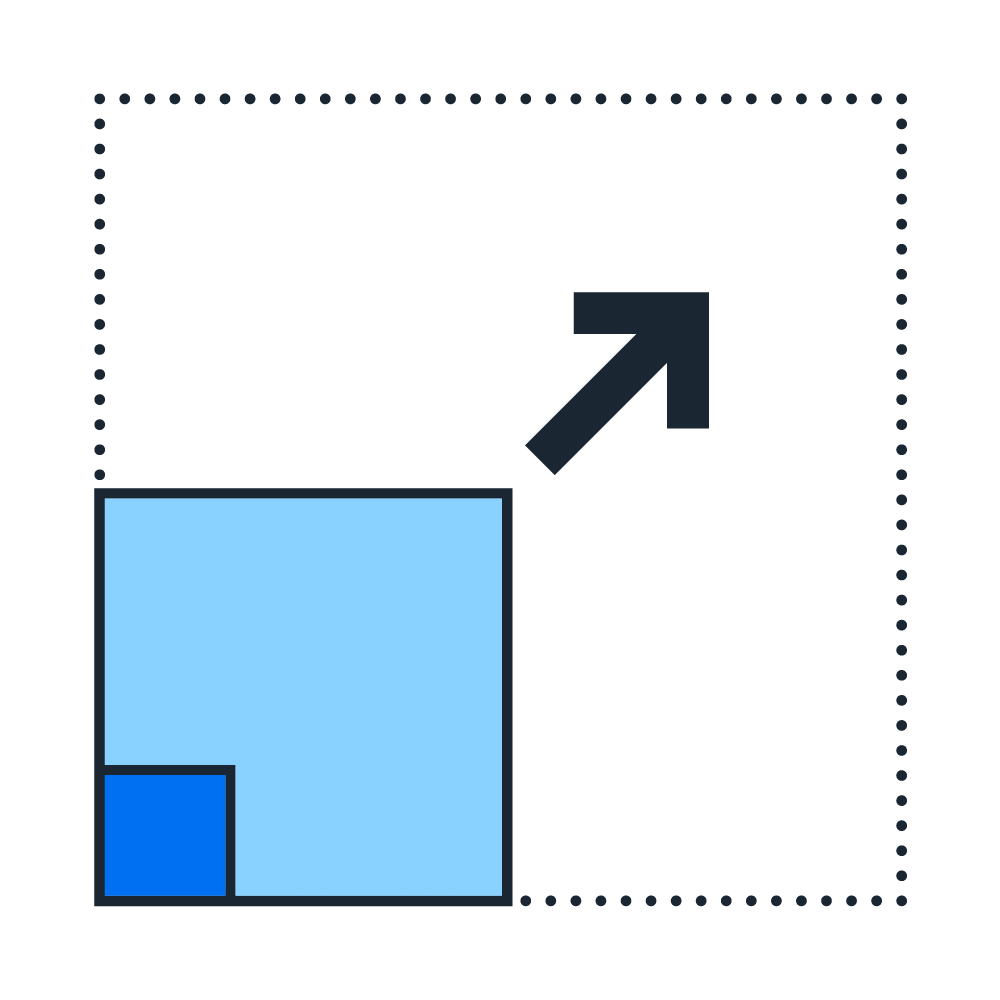 Growing squares pictogram