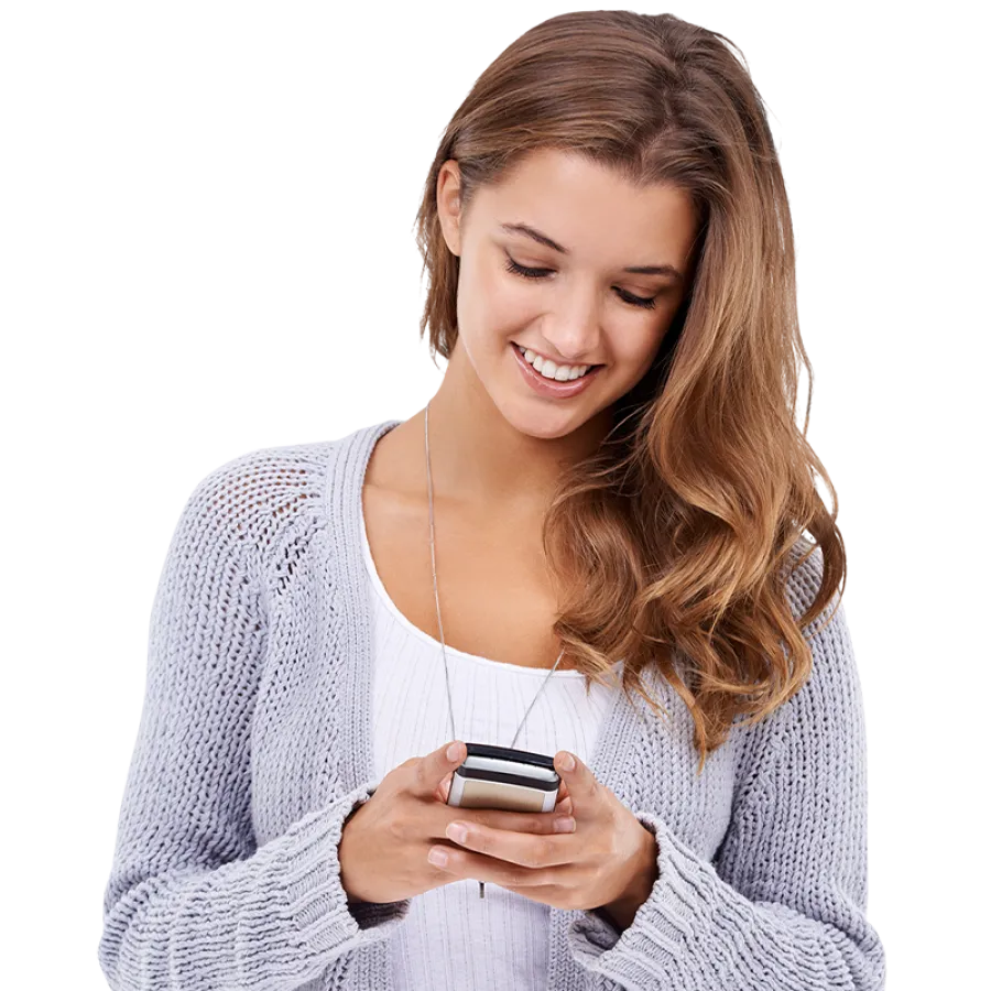 Woman working on phone